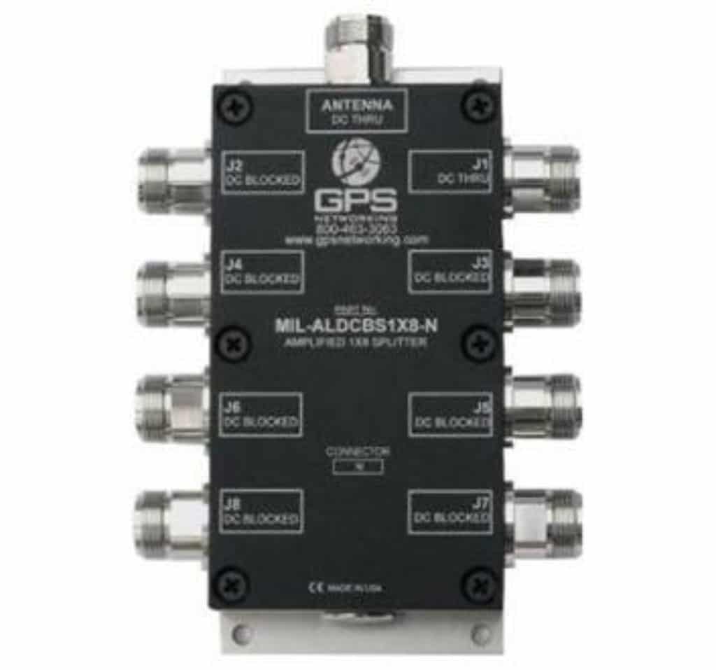 GPS Networking MIL-ALDCBS1X8 Ruggedized amplified Splitter