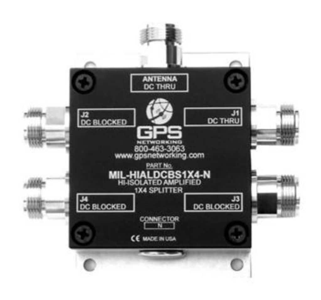 GPS Networking MIL-ALDCBS1X4 Ruggedized Military Amplified Splitter